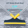 2-in-1 Rotating Floor Scrub Brush with Long Handle and Squeegee for Deep Cleaning Floors and Windows