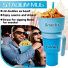 2-in-1 Snack Bowl and Drink Cup with Straw Splash Proof Tumbler for Kids & Adults