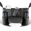 PU Leather Car Seat Organizer - Hanging Pocket with Cup Holders and Storage