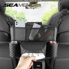 PU Leather Car Seat Organizer - Hanging Pocket with Cup Holders and Storage