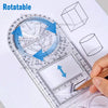 Multifunction Rotatable Drawing Template Ruler – Geometric, Ellipse, & Circle Drafting Tool for Art & Design