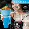 2-in-1 Snack Bowl and Drink Cup with Straw Splash Proof Tumbler for Kids & Adults