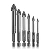 6 Piece Cemented Carbide Cross Hex Drill Bits Set for Tiles and Glass